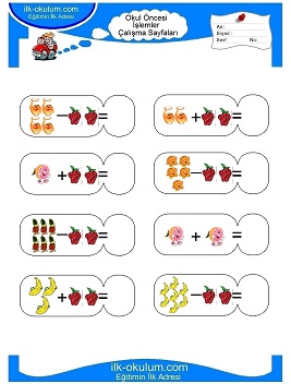 Çocuklar İçin toplam işlemi yaprak testleri 